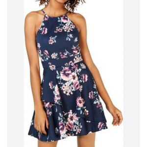 Speechless Blue Floral Scuba Dress Size 7